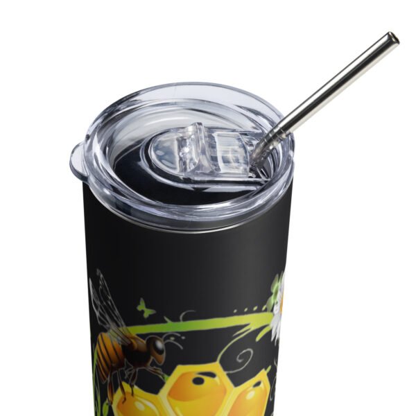 Vaso acero inoxidable abejas Vaso de acero inoxidable negro. Detalles del producto; tapa transparente con orificio para el popote o pajita, sorbete