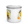 Taza esmaltada estampado de abejas vista lateral