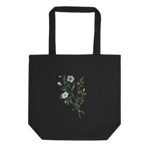 Bolsa de tela ecológica, estampado de flores azules