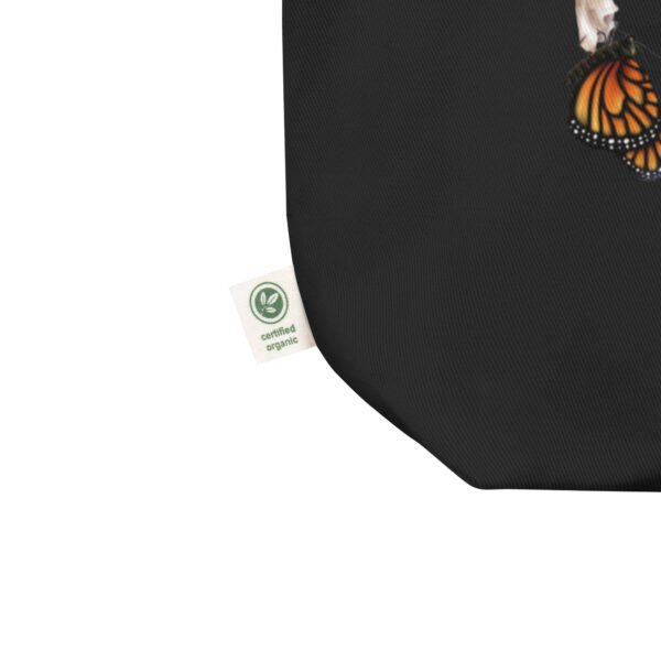 Bolsa ecológica negro, mariposa2 Eco-tote-bag-black certificado orgánico, Dibujo de mariposa monarca.