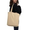Eco bolsa tote oyster, color beige, vista trasera