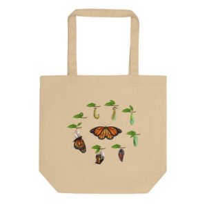 Bolso de tela de lona, color beige - oyster, bolso de hombro para mujer, con estampado de mariposa monarca