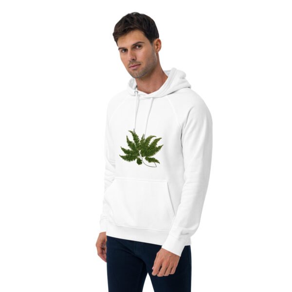 unisex-eco-raglan-hoodie-white-left-front-6723f10e91274.jpg Sudadera con capucha ecológica | helecho