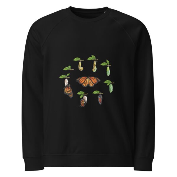 Sudadera orgánica raglán unisex | Ciclo de mariposa