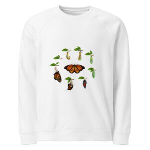 Sudadera orgánica raglán unisex | Ciclo de mariposa