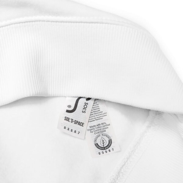 Sudadera orgánica unisex etiqueta sudadera orgánica unisex, etiqueta de material 100% orgánico